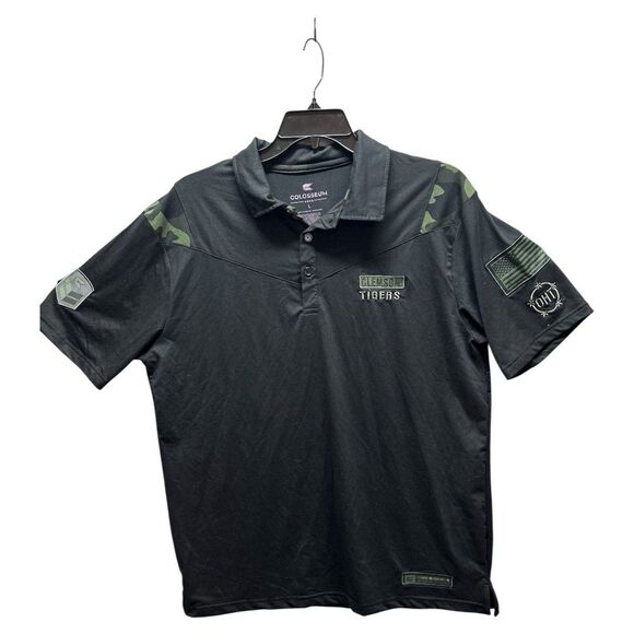 Colosseum Clemson Tigers  Size L Black/Camo Short Sleeve Golf Crew Collar Shirt - Picture 1 of 12